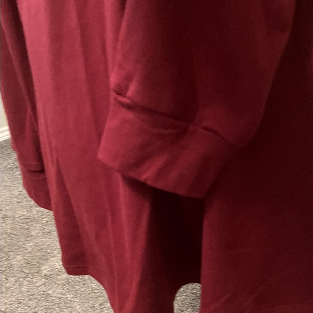 Valolia Maroon Burgundy Long Sleeve Top with Zipper Detail Off Centered - Picture 4 of 12